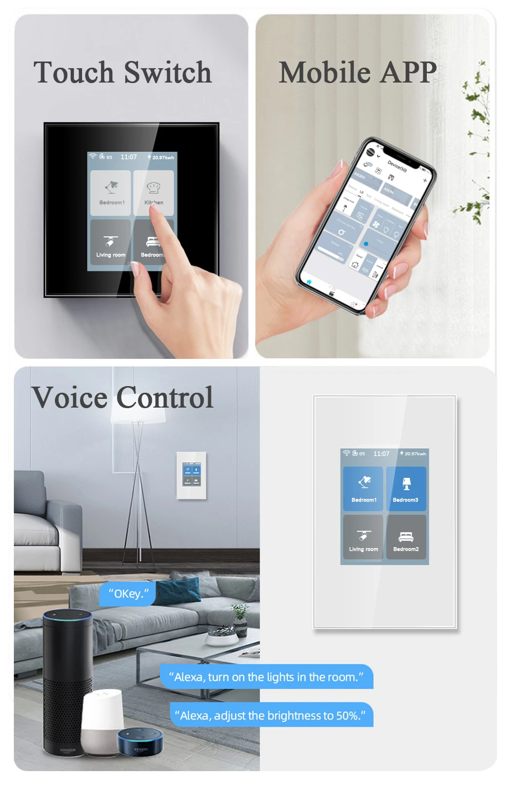 LANBON LCD 4 Gang Smart Switch L8-HB 09 LANBON LCD 4 Gang Smart Switch L8-HB 09